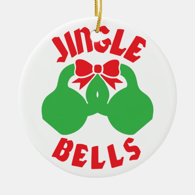 Christmas Workout Motivation Jingle "Kettle Bells" Ceramic Ornament (Front)