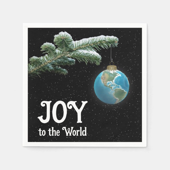 Christmas World Globe Ornament With Stars Napkins (Front)