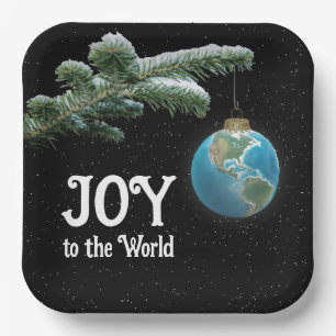 Christmas World Globe Ornament With Stars Paper Plates