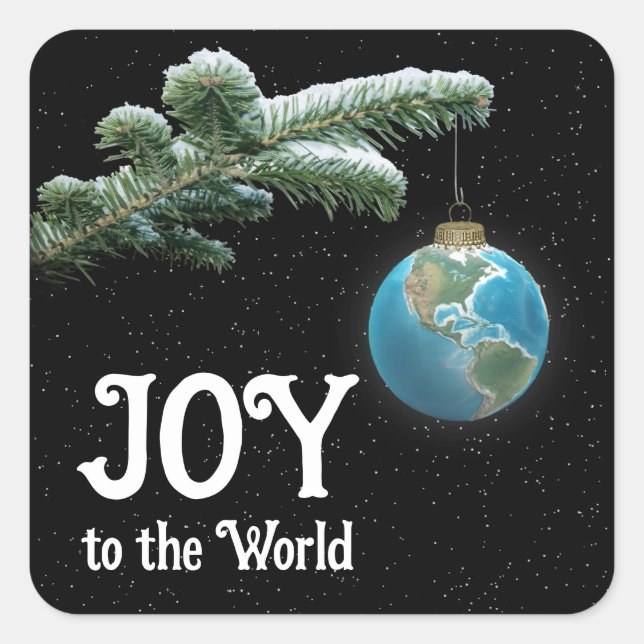 Christmas World Globe Ornament With Stars Square Sticker (Front)