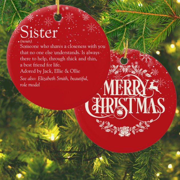 Christmas World's Best Ever Sister Definition Ceramic Ornament | Zazzle