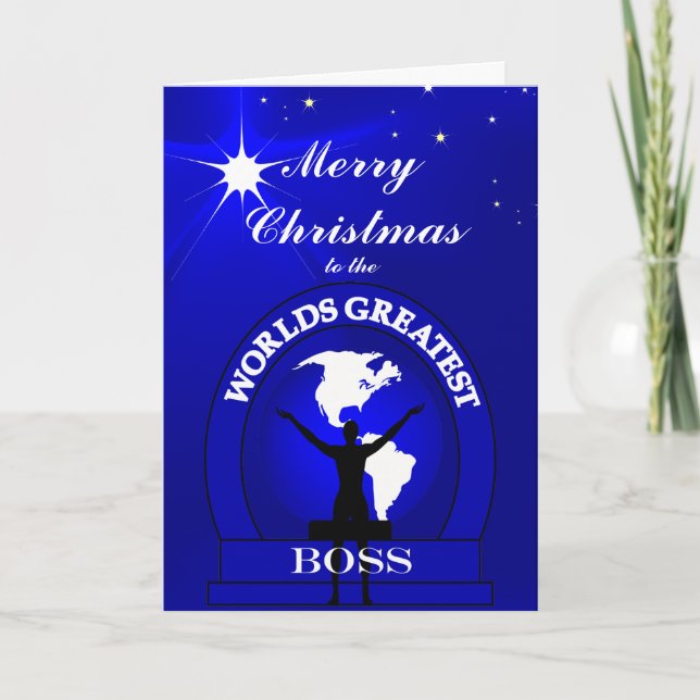 Christmas Worlds Greatest Boss Greeting Holiday Card (Front)
