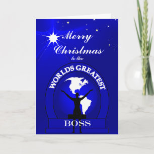 Christmas Worlds Greatest Boss Greeting Holiday Card
