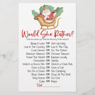 Christmas Would She Rather Baby Shower Game Stationery