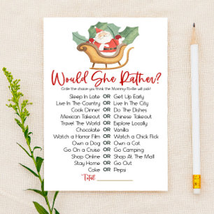 Christmas Would She Rather Baby Shower Game Stationery