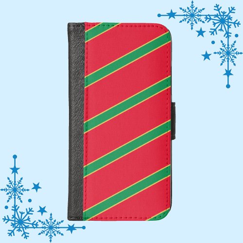 Christmas Wrap Red Green and Gold iPhone Wallet Ca