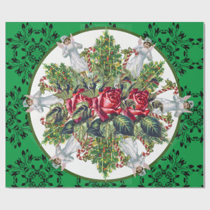 CHRISTMAS WRAPPING ANGELS ROSES CHRISTMAS TREES WRAPPING PAPER