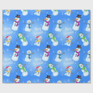 Christmas wrapping cartoon snowman paper