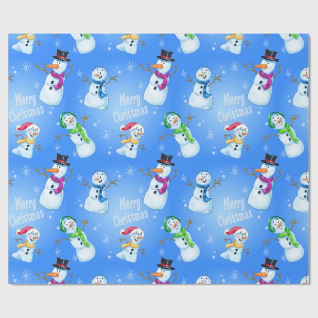 Christmas wrapping cartoon snowman paper (Flat)
