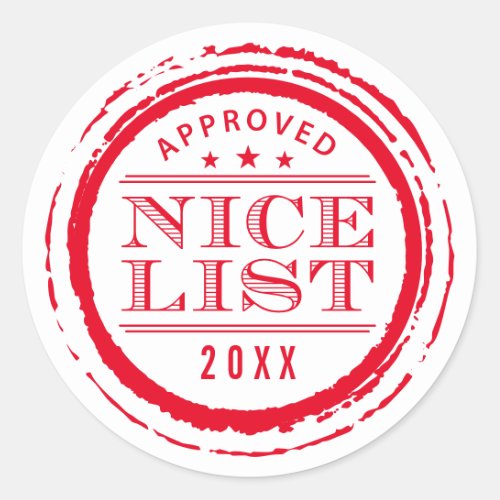 CHRISTMAS WRAPPING funny nice list stamp red 2023 Classic Round Sticker