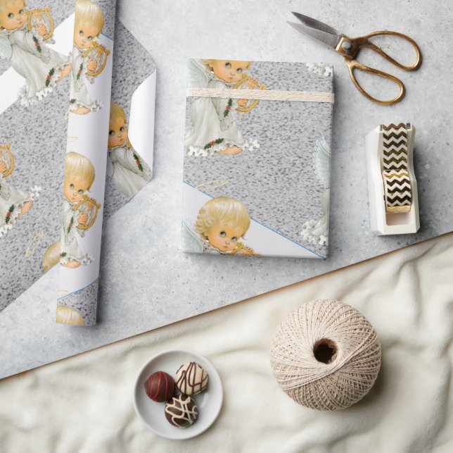 Christmas Wrapping Grey Angel Baby Wrapping Paper (Crafts)