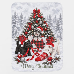 Christmas Wrapping Mischief Scottie Schnauzer West Baby Blanket