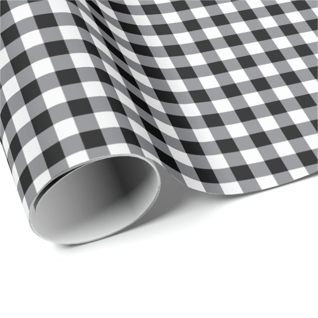 Christmas Wrapping Paper-Black Country Plaid Paper (Roll Corner)