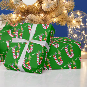 Christmas Wrapping Paper Candy Canes Santa