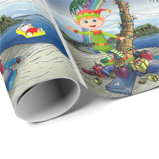 Christmas Wrapping Paper Elf Beach (Roll Corner)