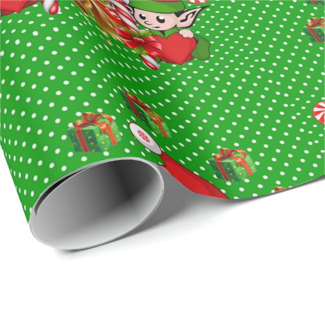 Christmas Wrapping Paper Elf Snowman (Roll Corner)