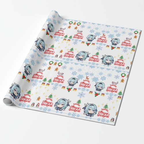 Christmas Wrapping Paper Eula Genshin Pixel
