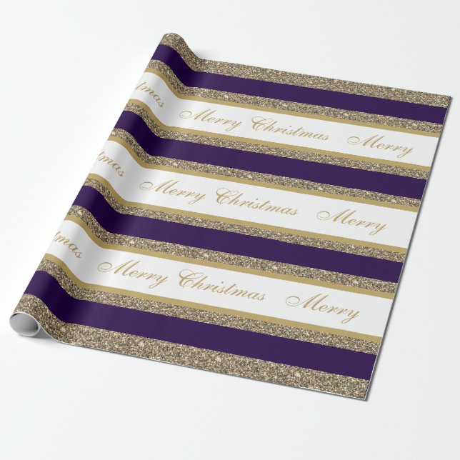 Christmas Wrapping Paper-Faux Glitter Striped Paper (Unrolled)