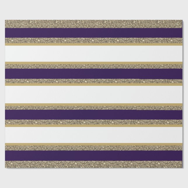 Christmas Wrapping Paper-Faux Glitter Striped Paper (Flat)