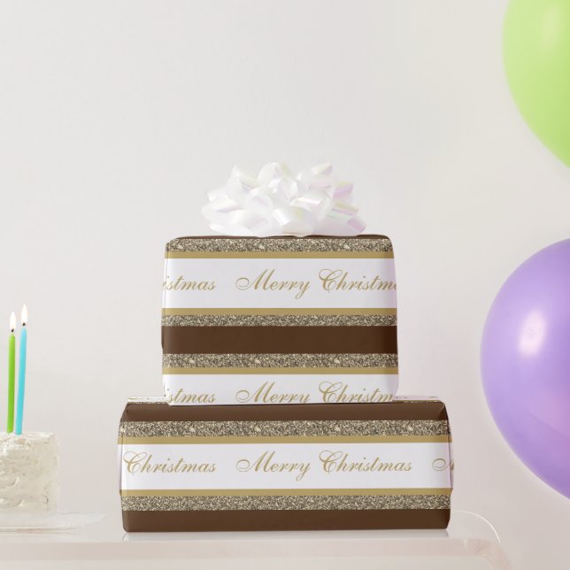 Christmas Wrapping Paper-Faux Glitter Striped Paper (Party Gifts)