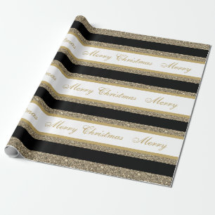Christmas Wrapping Paper-Faux Glitter Striped Wrapping Paper