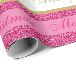 Christmas Wrapping Paper-Faux Glitter Striped Wrapping Paper