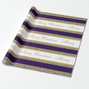 Christmas Wrapping Paper-Faux Glitter Striped Wrapping Paper