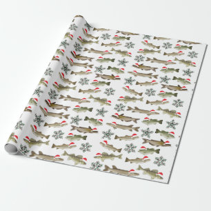 Christmas wrapping paper, fish, fisherman paper
