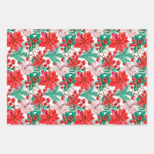 Christmas Wrapping Paper Flat Sheet Set of 3