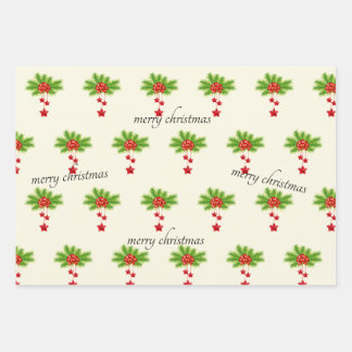 Christmas Wrapping Paper Flat Sheet Set of 3