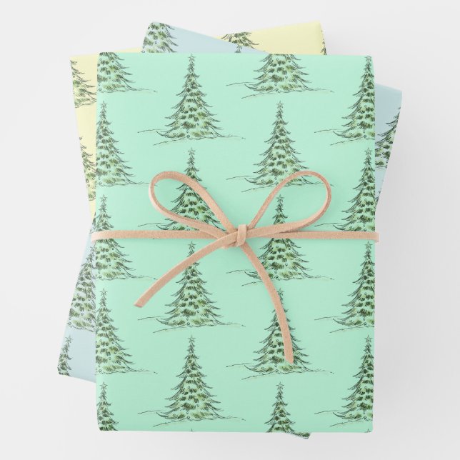 Christmas Wrapping Paper Flat Sheet Set of 3 (In situ)