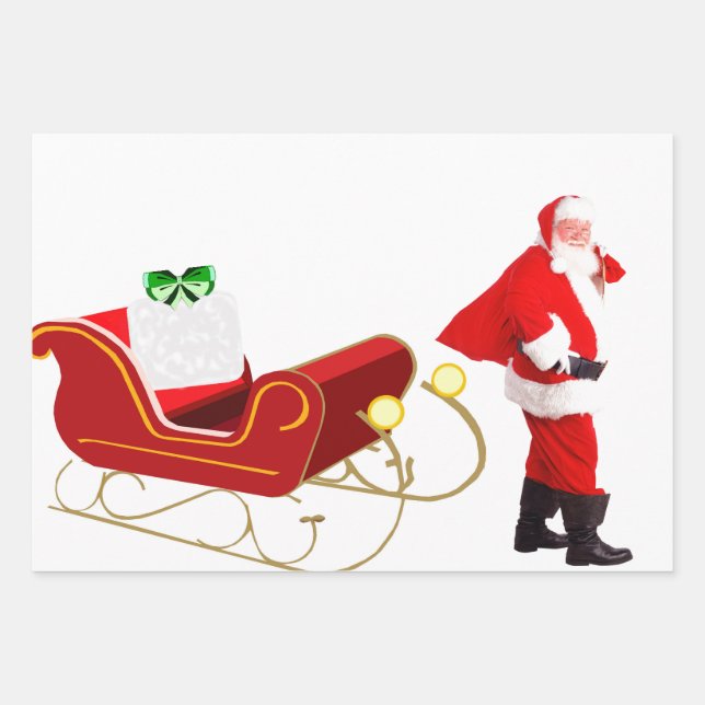 Christmas Wrapping Paper Flat Sheet Set of 3 (Front)