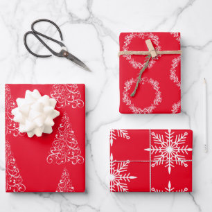 Christmas Wrapping Paper Flat Sheet Set of 3
