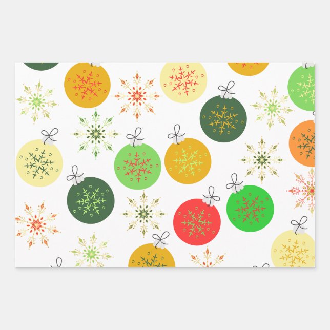 Christmas Wrapping Paper Flat Sheet Set of 3 (Front)