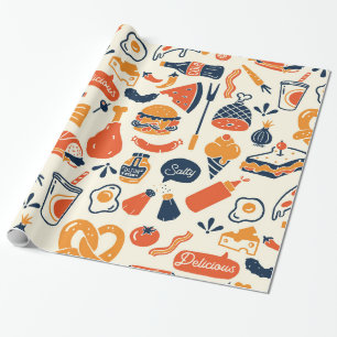 Christmas Wrapping Paper: Food Pattern Gift Wrap