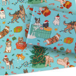 Christmas Wrapping Paper - Funny Cute Dogs Blue<br><div class="desc">This hand-drawn design is colorful and is sure to add some festivity to your Christmas gifts. For all pet and animal lovers, dog lovers, dog Moms, dog Dads, and dog enthusiasts! These large wrapping paper sheets come in a set of 3 sheets, each measuring 19 in x 29 inches in...</div>