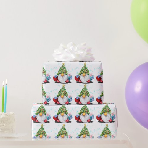 Christmas Wrapping Paper Gnomes with Gift For You