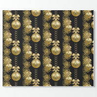 Christmas Wrapping Paper Gold Balls Black