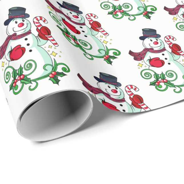Christmas Wrapping Paper-Holiday Snowman Paper (Roll Corner)