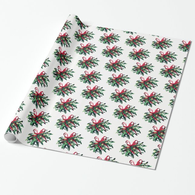 Christmas Wrapping Paper-Mistletoe Paper (Unrolled)