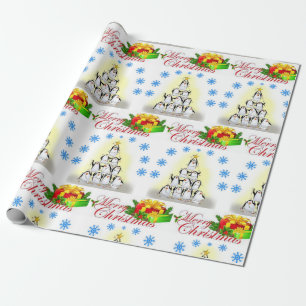 Christmas Wrapping Paper Penguin Snowflakes