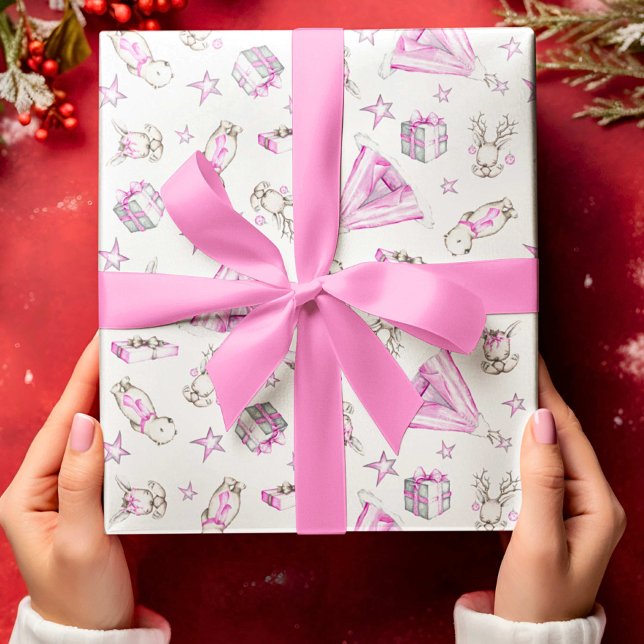 Christmas Wrapping Paper, Pink Woodland Christmas Wrapping Paper (Creator Uploaded)