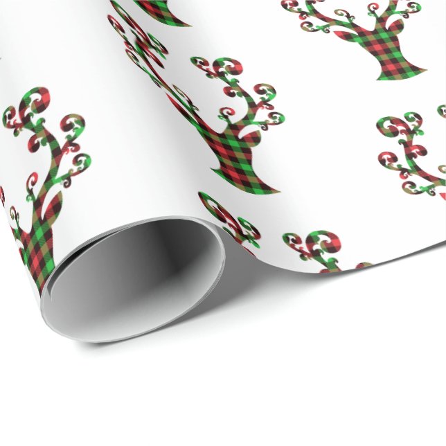 Christmas Wrapping Paper-Plaid Deer Wrapping Paper (Roll Corner)