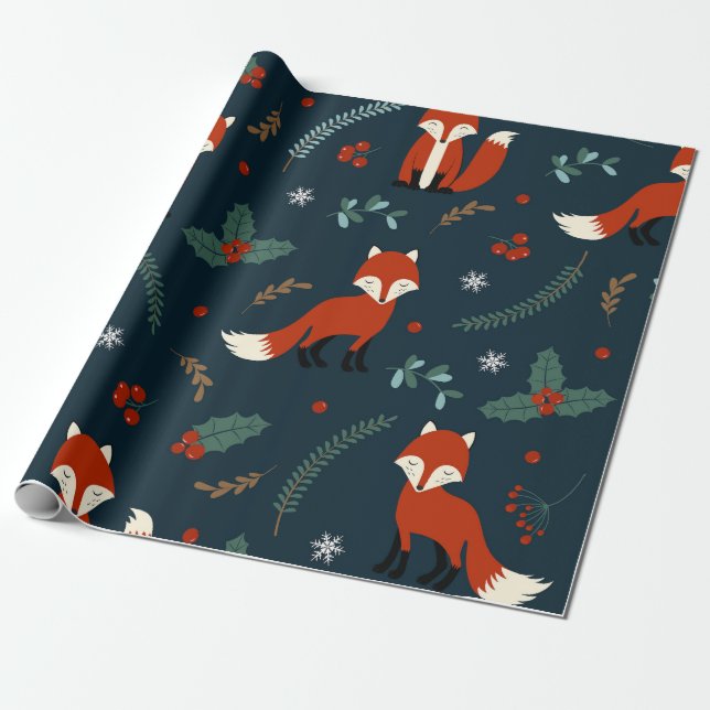 Christmas Wrapping paper (Red Fox Theme) (Unrolled)