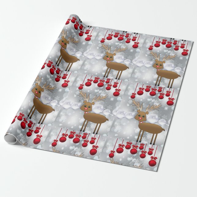 Christmas Wrapping Paper Reindeer (Unrolled)