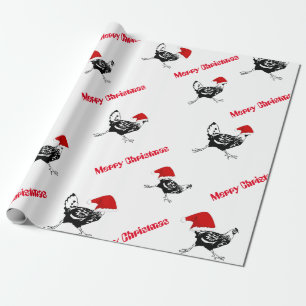 Christmas Wrapping Paper-Santa Chickens Wrapping Paper