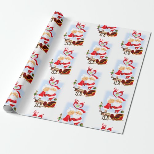 Christmas Wrapping Paper Santa Claus Mrs Claus