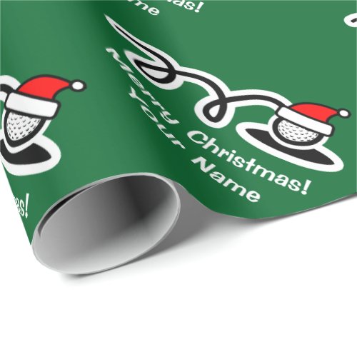 Christmas wrapping paper  Santa hat golf ball