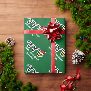 Christmas wrapping paper Santa hat tennis ball