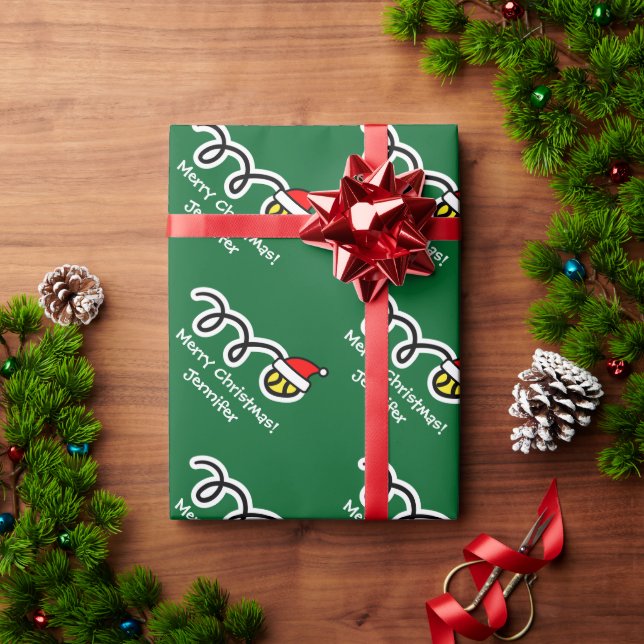 Christmas wrapping paper | Santa hat tennis ball (Holiday Gift)